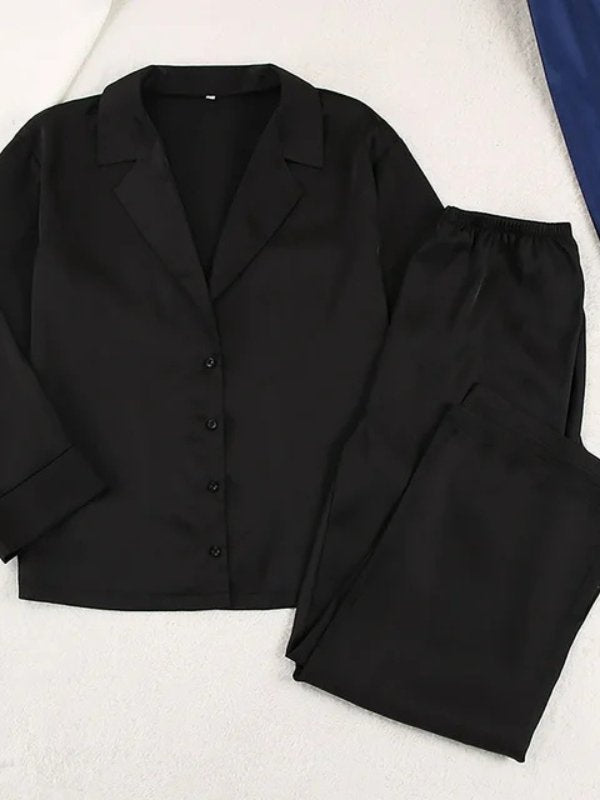 Black Satin Pajamas for Womens | Cute Pajamas