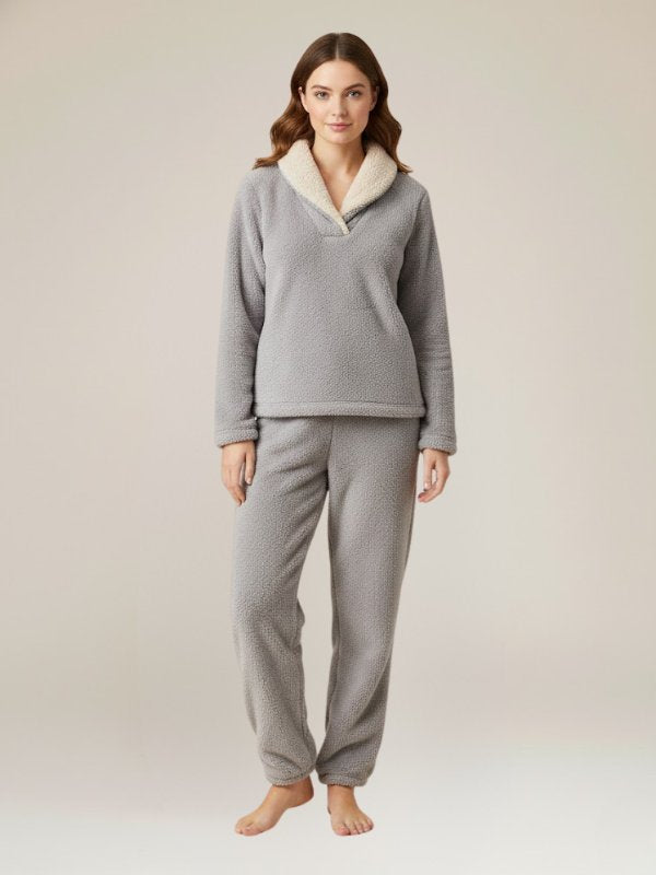 Olivia - Gray Fleece Pajama For Women | Cute Pajamas