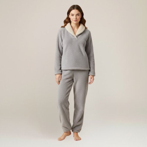 Olivia - Gray Fleece Pajama For Women | Cute Pajamas
