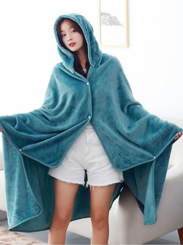 Cyan Blue Annie Blanket Poncho