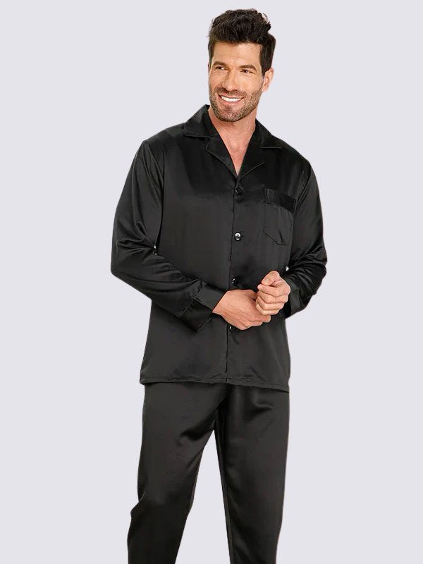 Rory Mens Black Satin Pajamas | Cute Pajamas