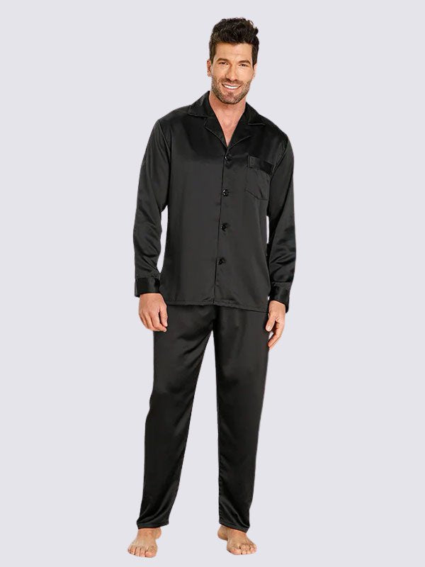Rory Mens Black Satin Pajamas | Cute Pajamas