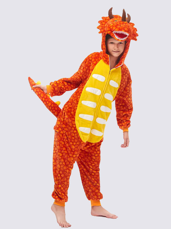 Orange Triceratops Boys’ Onesie
