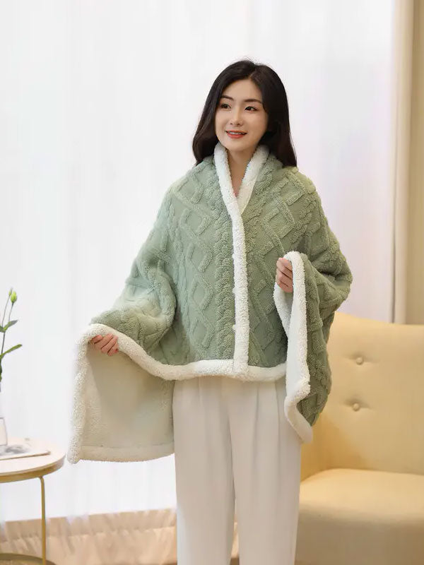 Esme Green Fleece Poncho Blanket