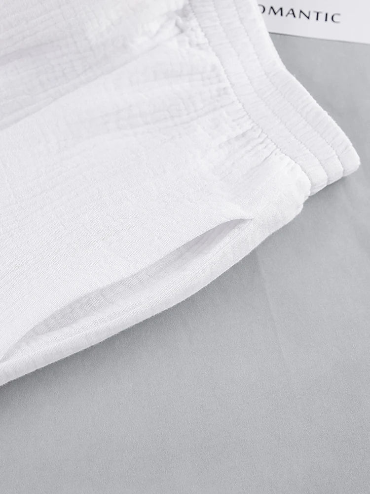 White Cotton Pajama Set | Cute Pajamas