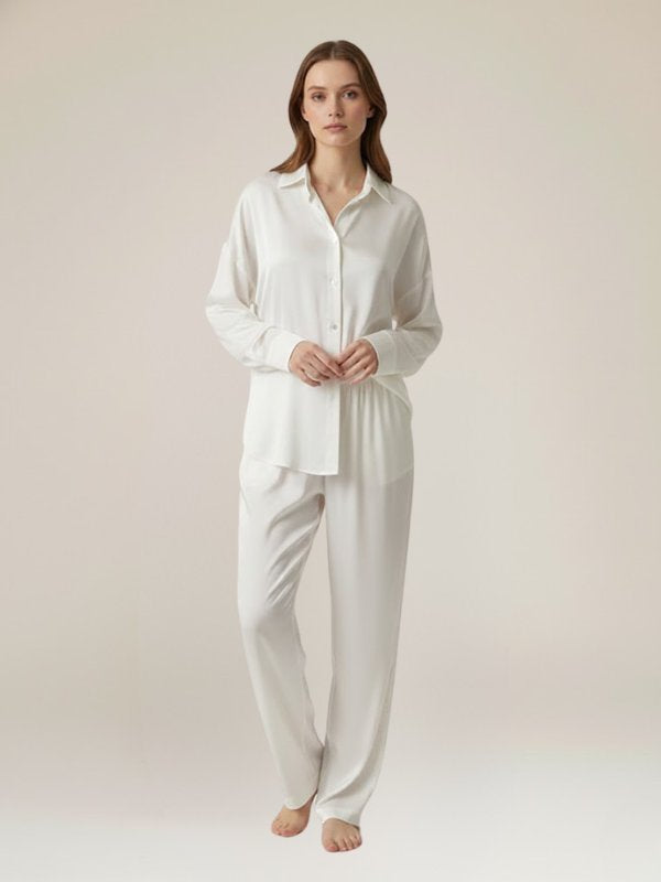 Womens White Satin Pajamas | Cute Pajamas