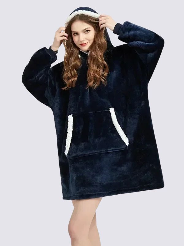 Navy Blanket Hoodies For Women | Cute Pajamas