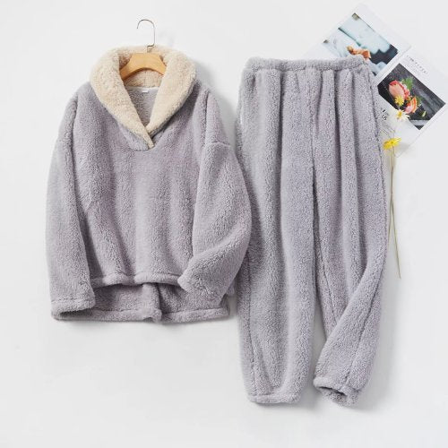 Olivia - Gray Fleece Pajama For Women | Cute Pajamas