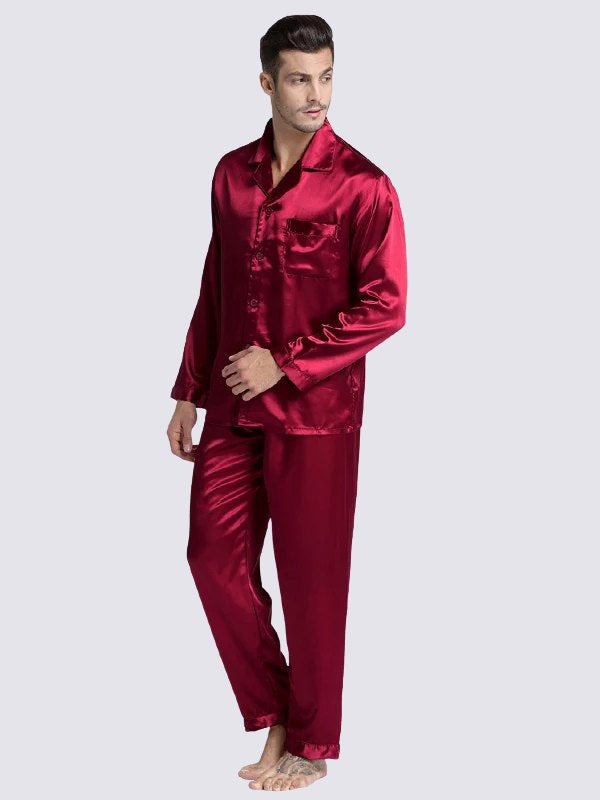 Elio Mens Red Satin Pajamas | Cute Pajamas