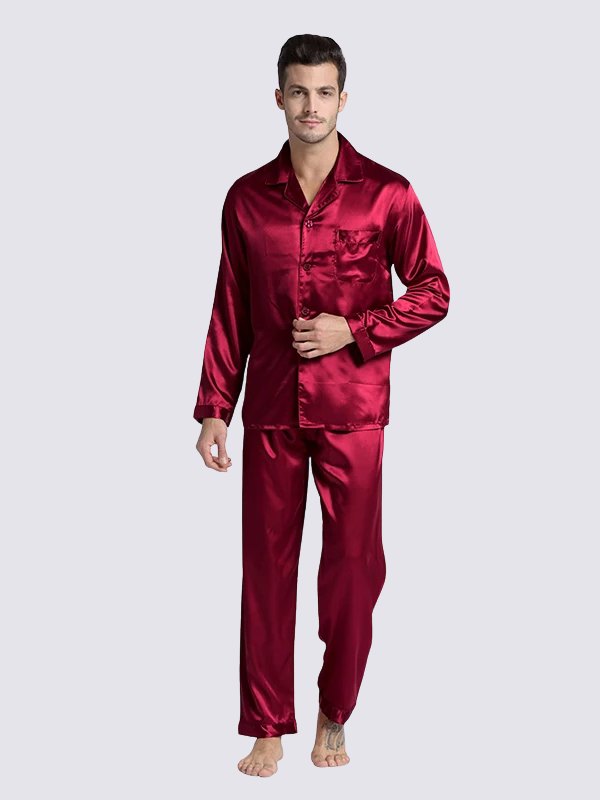 Elio Mens Red Satin Pajamas | Cute Pajamas