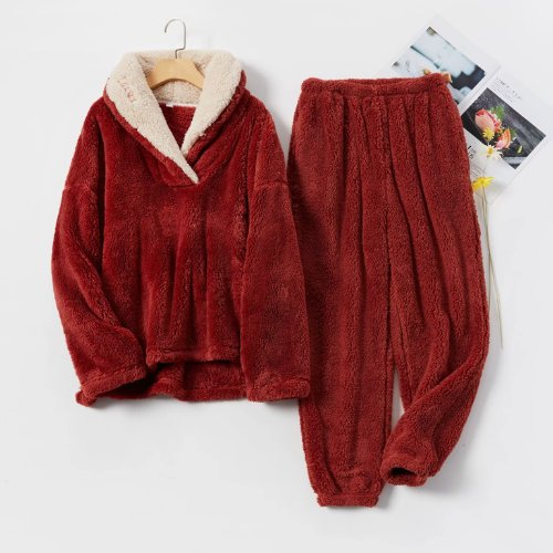 Olivia - Red Pajama Set Fleece | Cute Pajamas