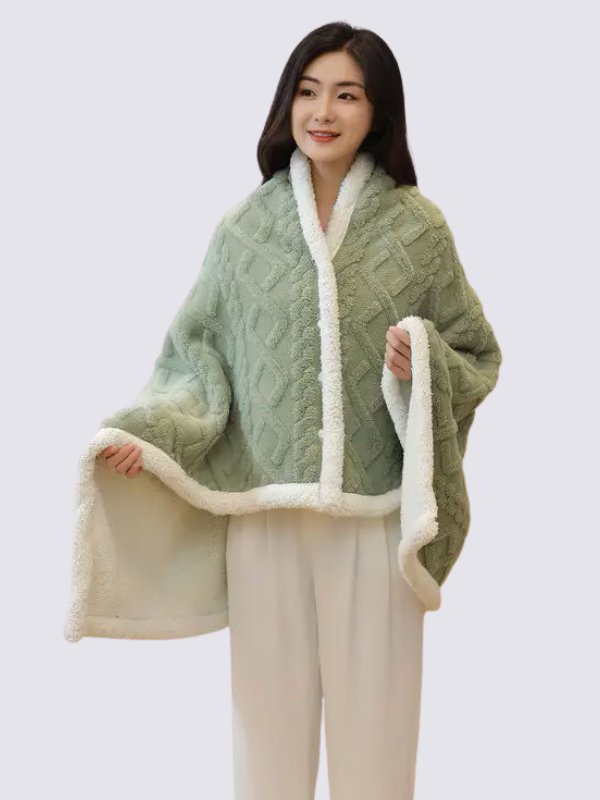 Esme Green Fleece Poncho Blanket