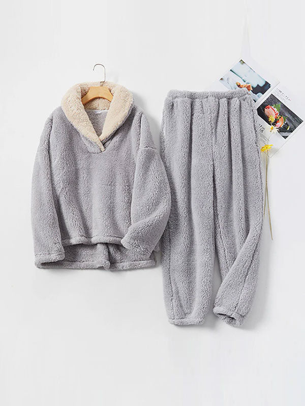 Pyjama Pour Femme en Polaire Grise "Flocon de Douceur" | Pyjama Shop