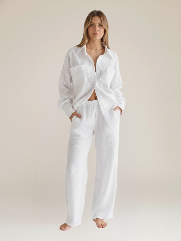 White Cotton Pajama Set | Cute Pajamas