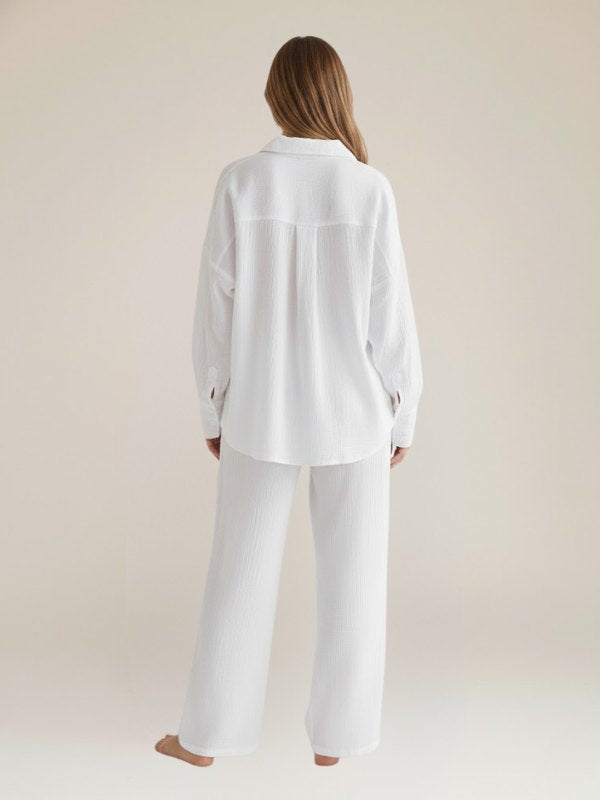 White Cotton Pajama Set | Cute Pajamas